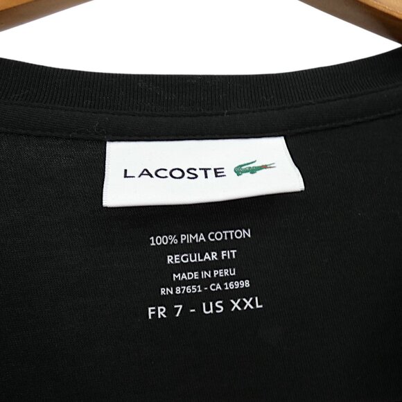Lacoste Men’s XXL Black Long Sleeve T-Shirt Pima Cotton Logo Crewneck Classic - Picture 4 of 4